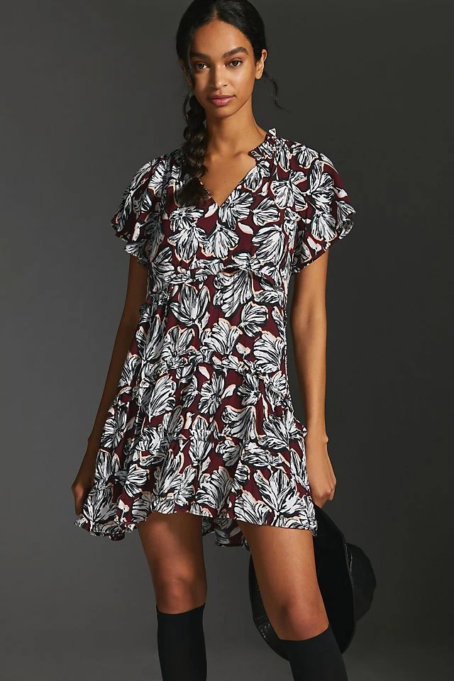Best deal ???? By Anthropologie Robin Tiered Mini ???? Dress WINE ???? - Image 5