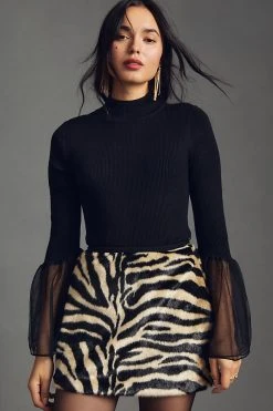 Best deal ???? By Anthropologie Tulle-Cuffed Sweater BLACK ????