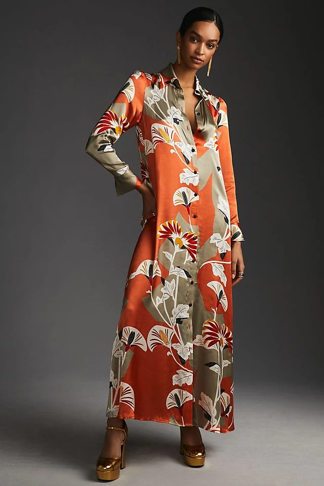 Deals ???? Corey Lynn Calter Maxi ???? Shirt ???? Dress PEACH ???? - Image 4