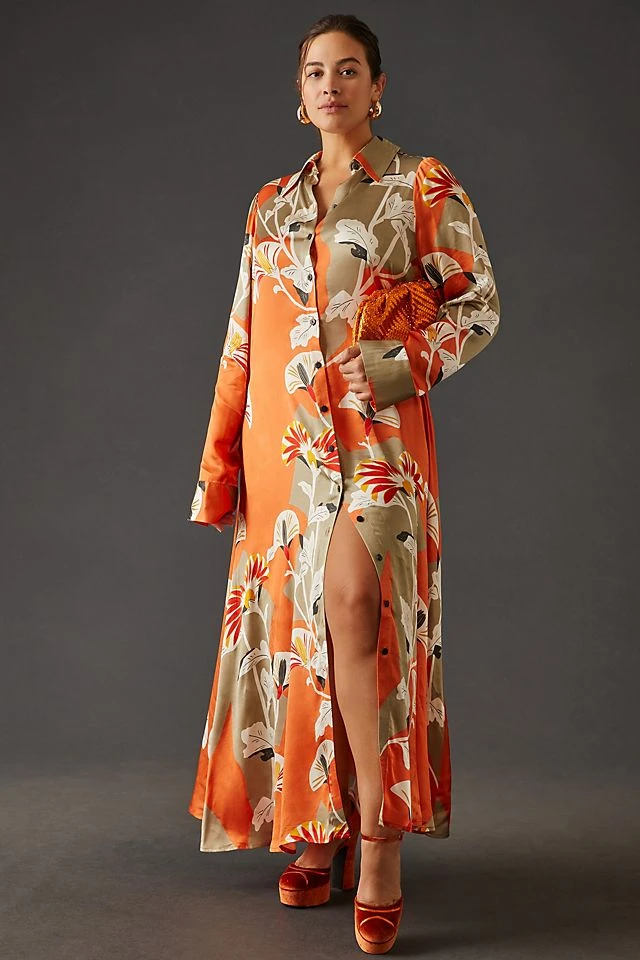 Deals ???? Corey Lynn Calter Maxi ???? Shirt ???? Dress PEACH ???? - Image 5