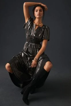 Buy ???? The Somerset Collection By Anthropologie The Somerset Maxi ???? Dress: Shine Edition CARBON ⌛
