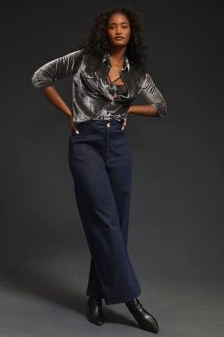 Outlet ???? Pilcro The Skipper Sparkle Wide-Leg ???? Jeans DARK WASH ????