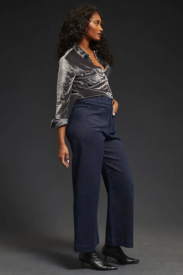 Outlet ???? Pilcro The Skipper Sparkle Wide-Leg ???? Jeans DARK WASH ???? - Image 4