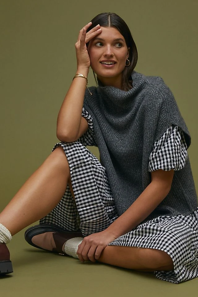 Buy ???? By Anthropologie Oversized Cashmere Sweater Vest CHARCOAL ????