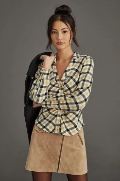 Outlet ???? Pilcro Ruched ???? Shirt NEUTRAL MOTIF ????