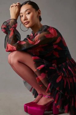 Budget ???? Hutch Petite Tiered Tulle Mini ???? Dress BLACK MOTIF ❤️