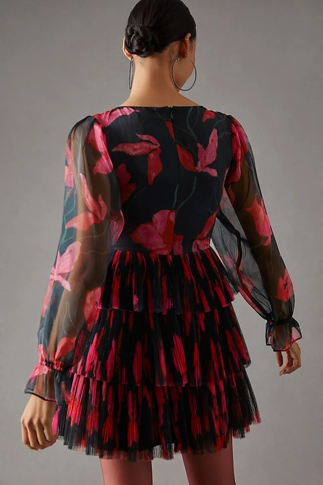 Budget ???? Hutch Petite Tiered Tulle Mini ???? Dress BLACK MOTIF ❤️ - Image 3