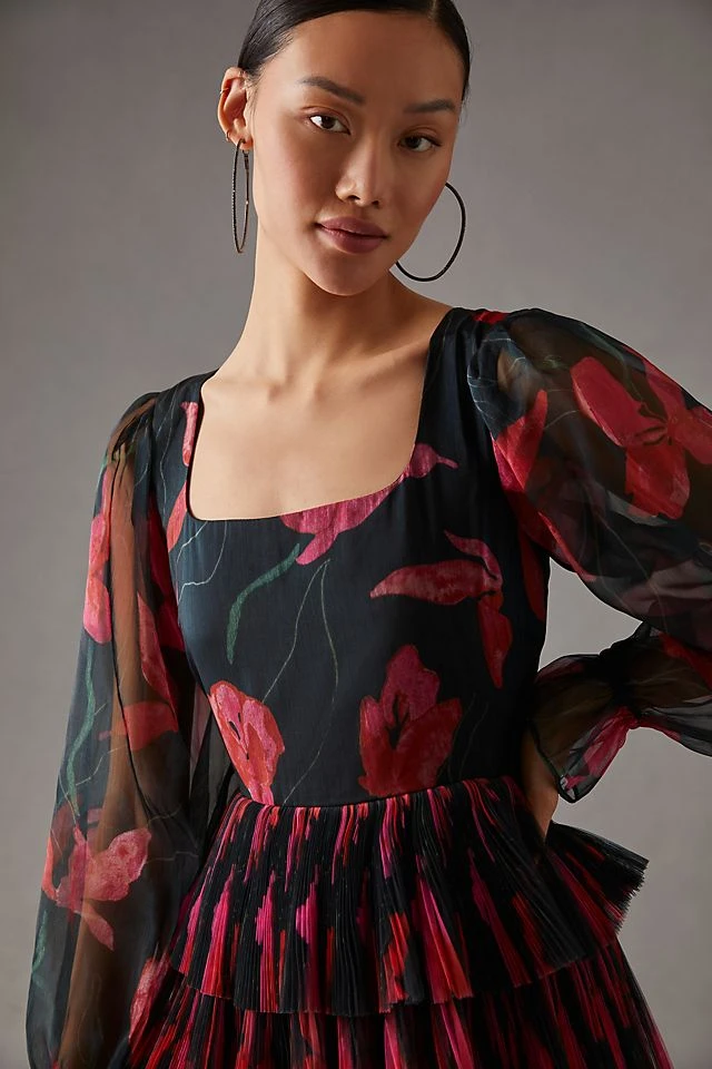 Budget ???? Hutch Petite Tiered Tulle Mini ???? Dress BLACK MOTIF ❤️ - Image 5