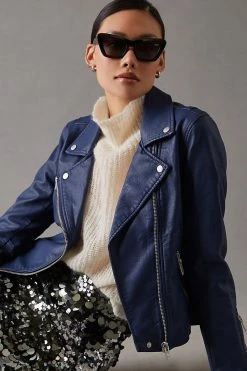 Best Pirce ???? BLANKNYC Faux Leather Moto Jacket NAVY ????