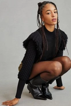 Outlet ???? Dolan Left Coast DOLAN Fringed Sweater BLACK ????