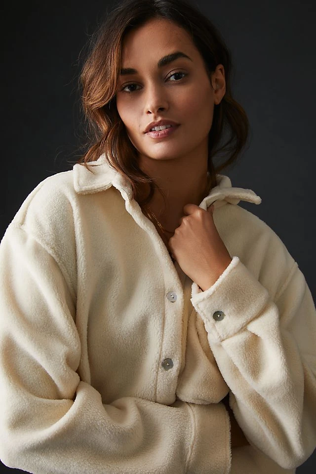 Discount ???? Donni Polar Fleece Button Down ???? Shirt CREAM ???? - Image 4