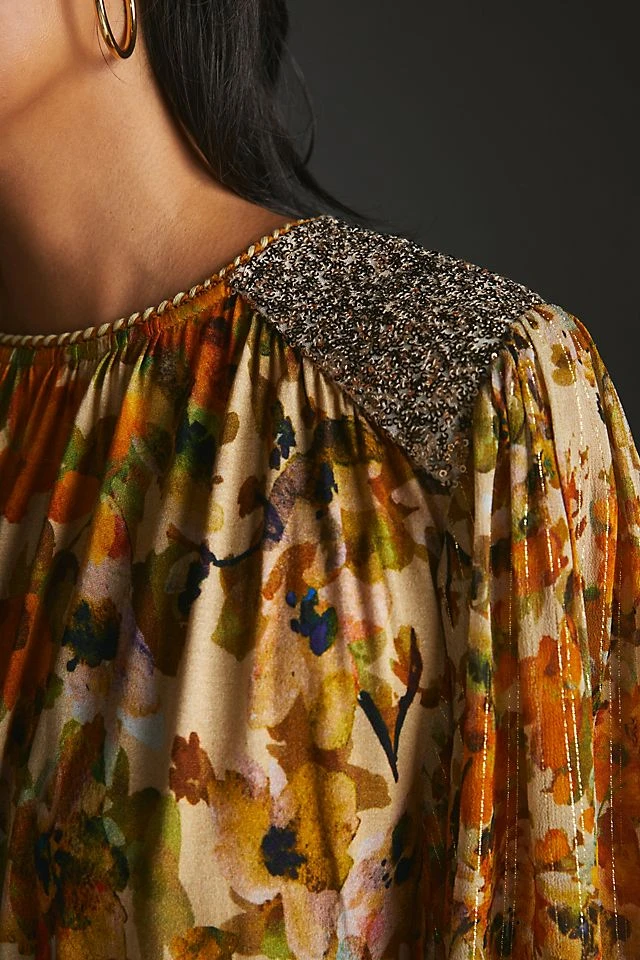 Deals ???? Bl-nk Sequin-Embellished Blouse NEUTRAL MOTIF ???? - Image 6