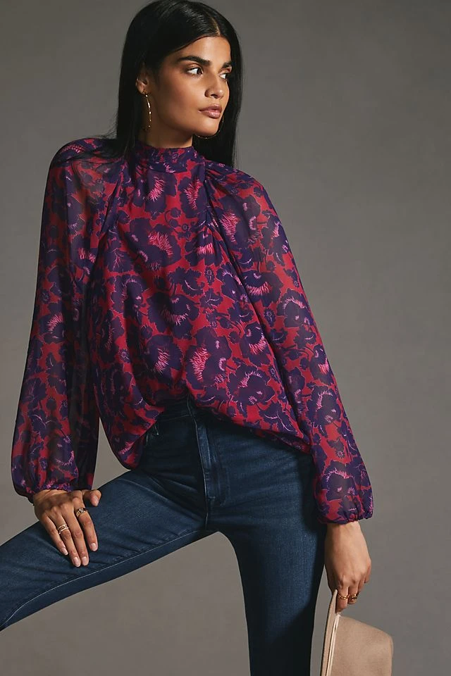 Coupon ⭐ Maeve Sheer Tunic Blouse RED MOTIF ????