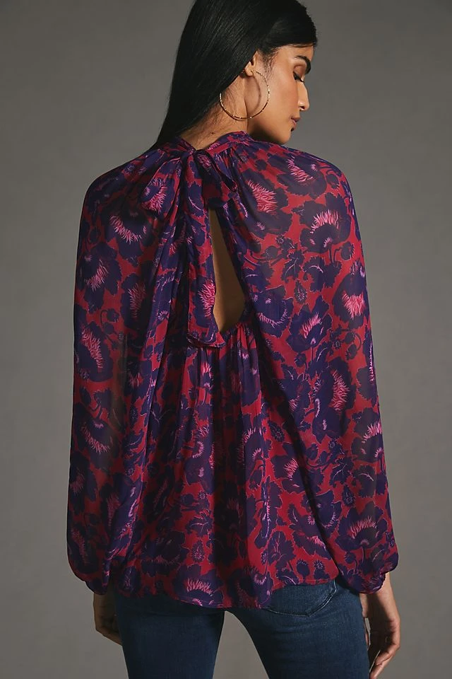 Coupon ⭐ Maeve Sheer Tunic Blouse RED MOTIF ???? - Image 2