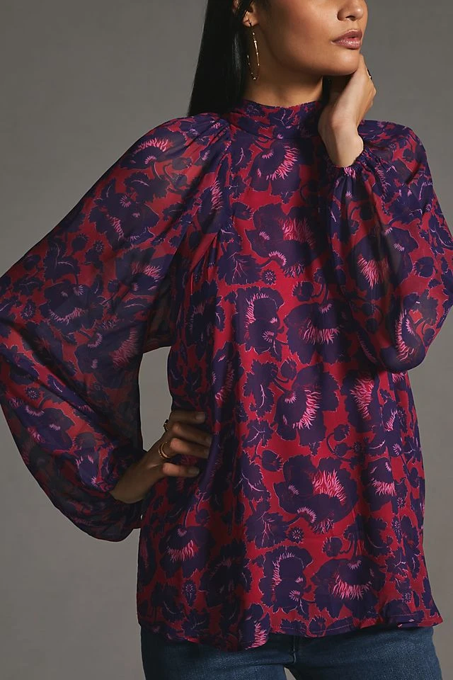 Coupon ⭐ Maeve Sheer Tunic Blouse RED MOTIF ???? - Image 3