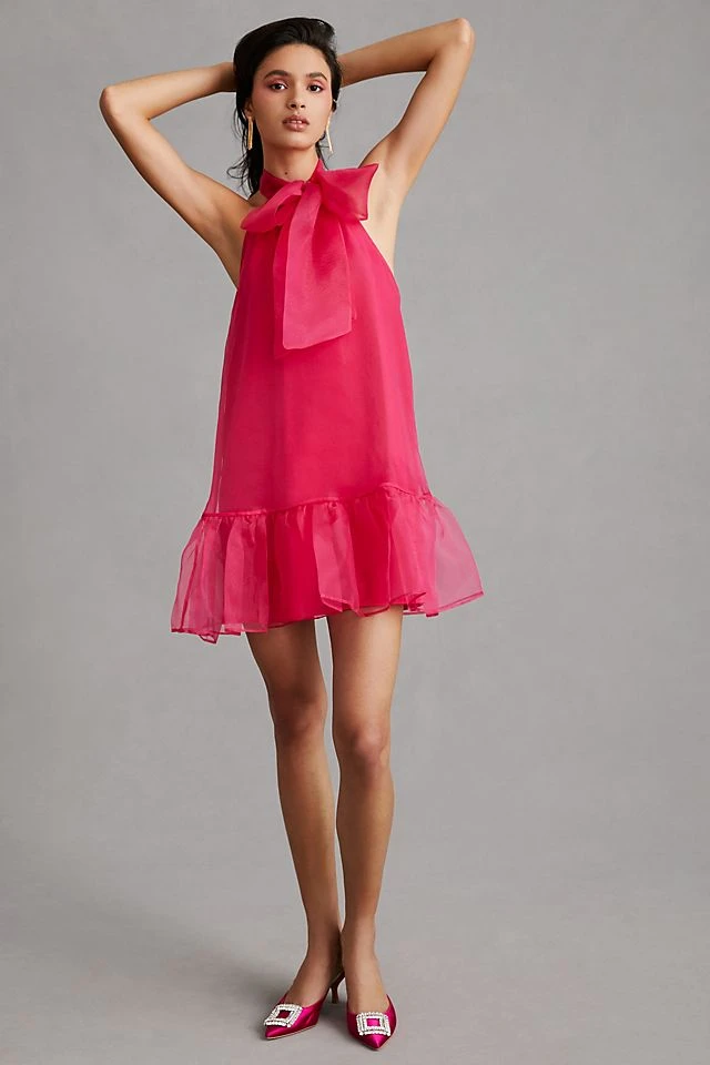 Discount ???? Maeve Organza Bow-Neck Mini ???? Dress PINK ????