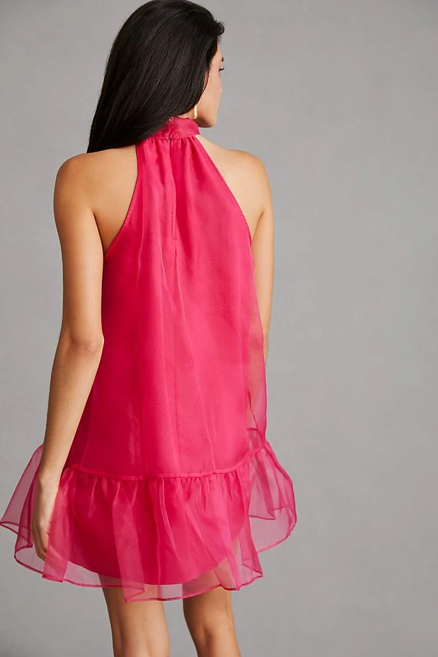 Discount ???? Maeve Organza Bow-Neck Mini ???? Dress PINK ???? - Image 2