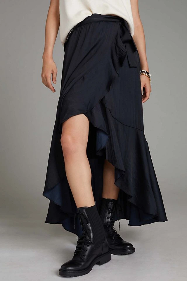Best Sale ???? Maeve Ruffled Wrap Maxi ???? Skirt BLACK ???? - Image 2