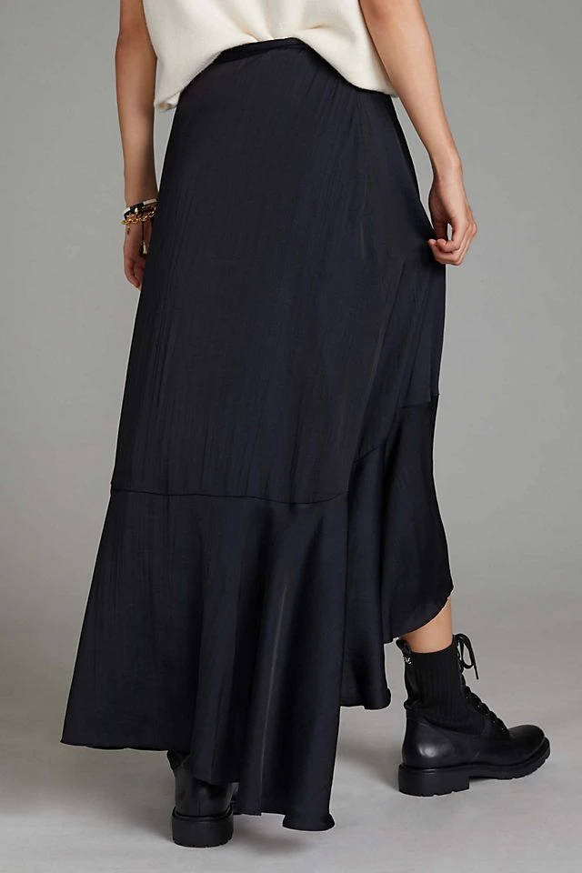 Best Sale ???? Maeve Ruffled Wrap Maxi ???? Skirt BLACK ???? - Image 4