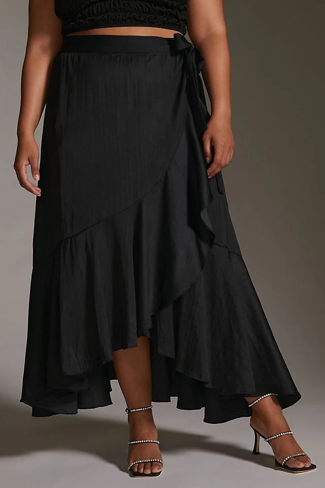 Best Sale ???? Maeve Ruffled Wrap Maxi ???? Skirt BLACK ???? - Image 6
