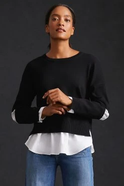 Best deal ???? By Anthropologie Cutout Twofer Sweater BLACK ????