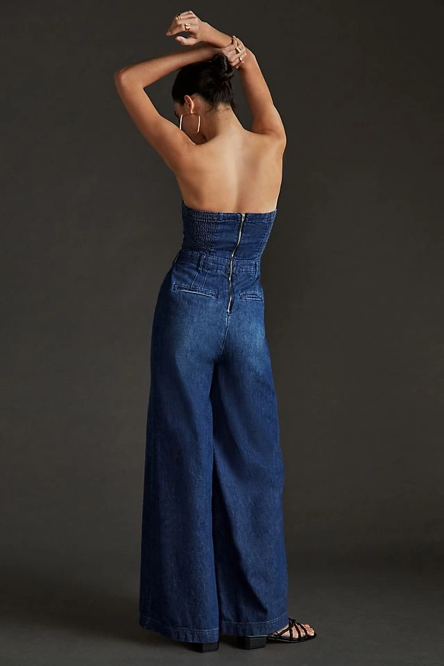 Deals ???? Pilcro Strapless Polished Wide-Leg Jumpsuit DARK RUE WASH ???? - Image 2