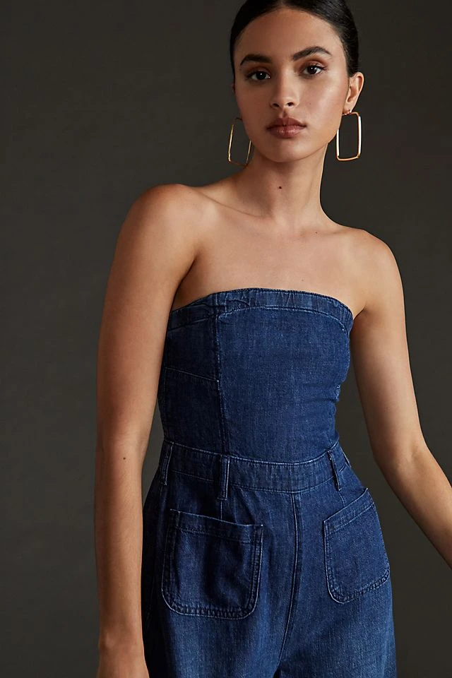 Deals ???? Pilcro Strapless Polished Wide-Leg Jumpsuit DARK RUE WASH ???? - Image 3