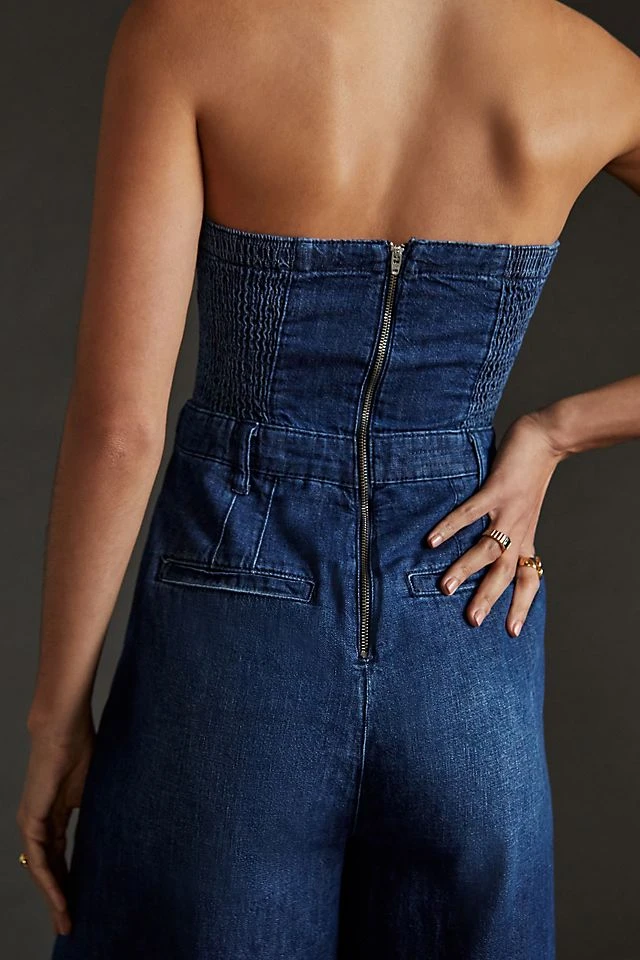 Deals ???? Pilcro Strapless Polished Wide-Leg Jumpsuit DARK RUE WASH ???? - Image 4