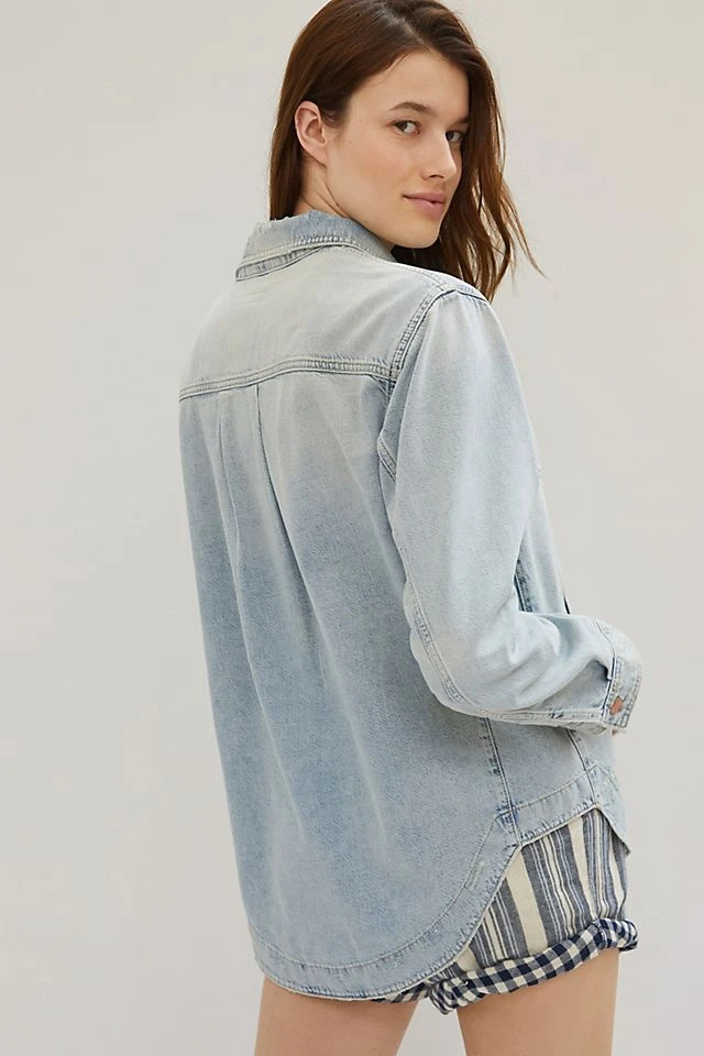 Discount ???? Pilcro Drapey Denim ???? Shirt Jacket DENIM LIGHT ???? - Image 3