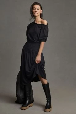 Best Sale ⭐ Sundry Smock-Waist ???? Dress BLACK ✨