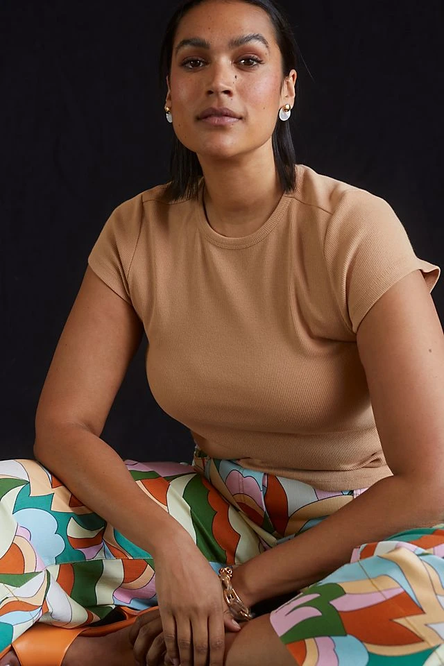 Buy ???? Maeve Ribbed Baby Tee BEIGE ✔️ - Image 4