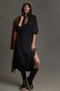 Cheapest ???? Sundry V-Neck Round Hem ???? Dress BLACK ????