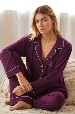 New ???? Eberjey Gisele Long-Sleeved Sleep Set PLUM ????
