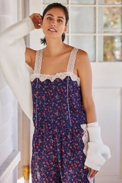 Hot Sale ⌛ By Anthropologie Lace Trim Top BLUE MOTIF ????