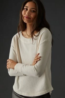 Best Sale ???? Daily Practice By Anthropologie Big Sky Boatneck Pullover IVORY ⌛