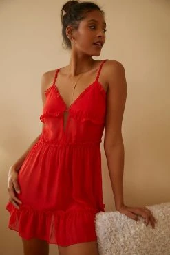 Best deal ❤️ Rya Collection Frida Ruffle Chemise RED ????