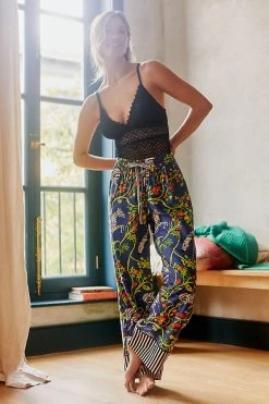 Top 10 ???? By Anthropologie Olivia Wendel For Anthropologie Flannel Sleep Pants IRIS BLUE ✔️