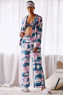Best deal ???? By Anthropologie Olivia Wendel For Anthropologie Swan Flannel Sleep Pants LILAC ????